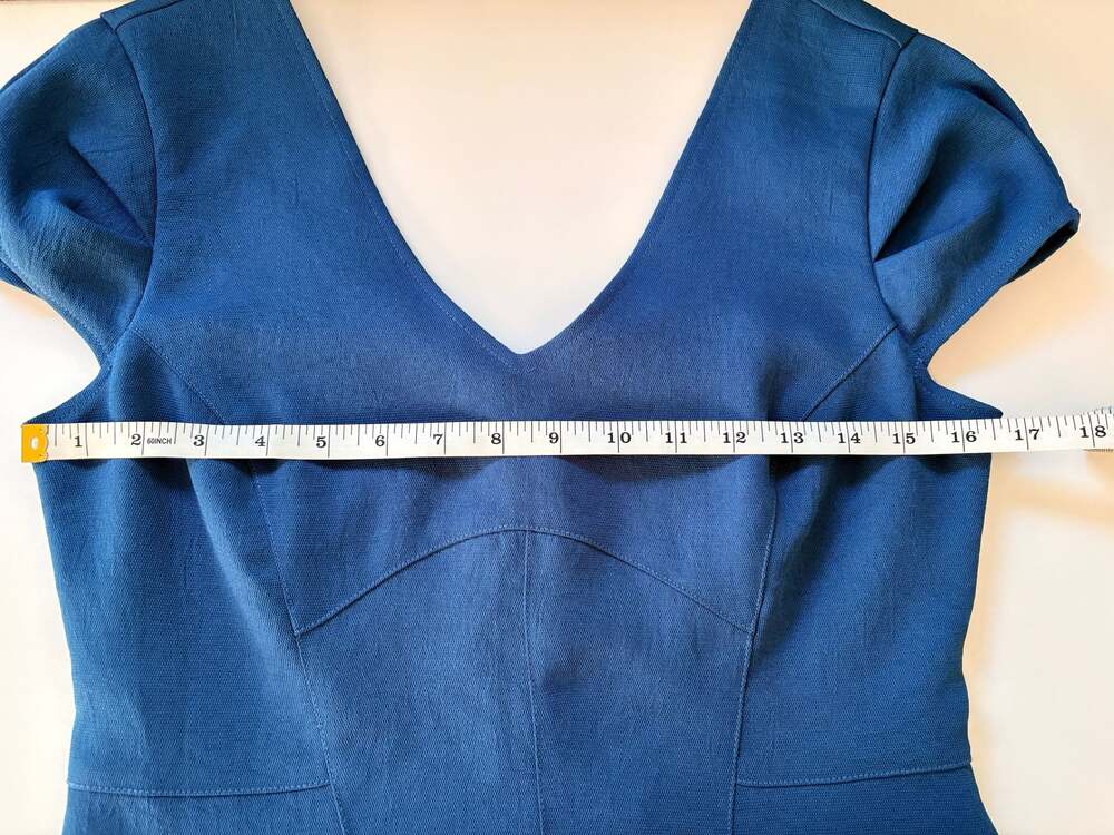 Cotélac Blue Lightweight Cap-Sleeve Sheath Dress Size 1 (US small/6) - Picture 8 of 13